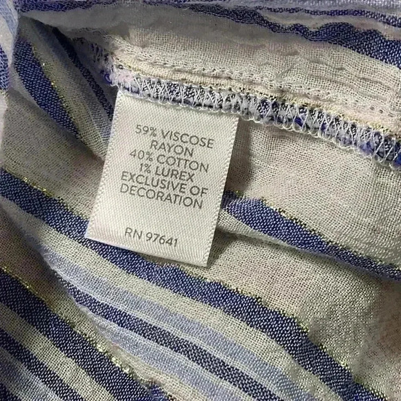 J.Jill Blue White and Gold Thread Peasant top. Size medium. - Picture 8 of 9